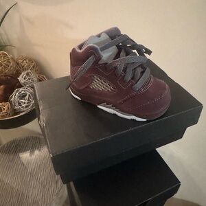 Jordan Kids Maroon Suede High-Top Sneakers